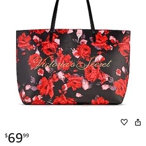 Victoria's Secret Black and Red Floral Tote
